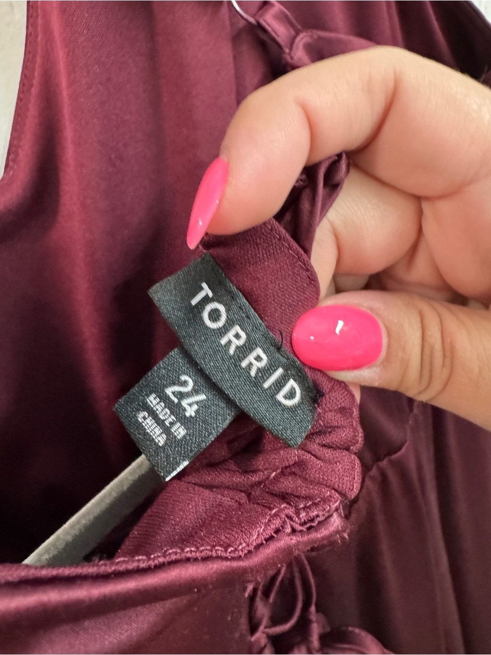 torrid Wine High-Low Satin Dress with Strappy Back - Picture 3 of 8